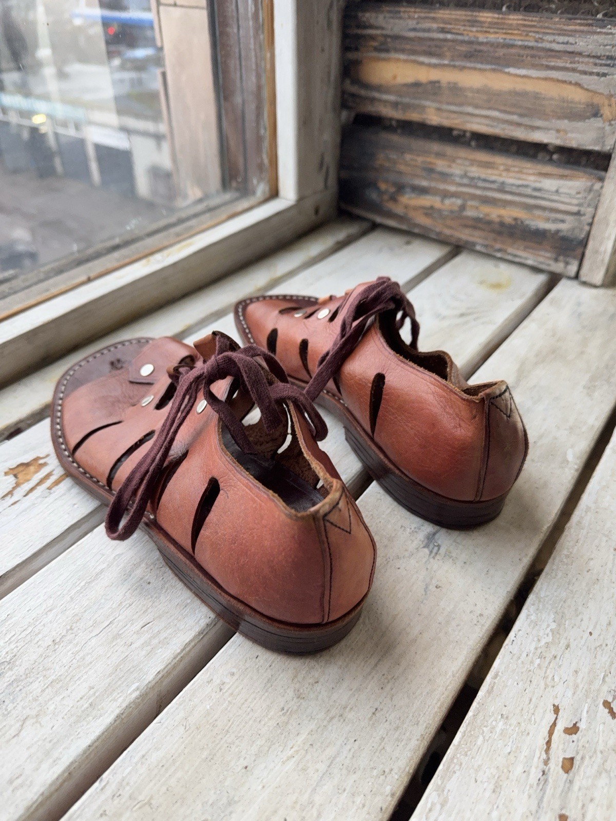 90s Sie Wie Bie Bali Handmade Leather Sandals Brown Vintage EU44 US10 UK9,5 Sz