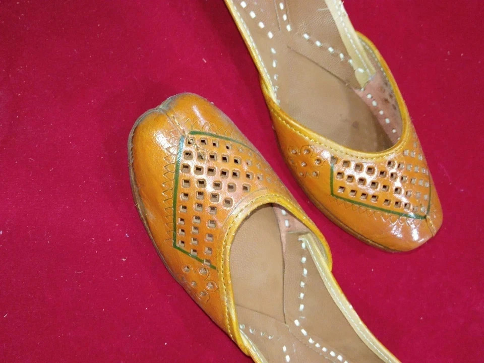 Women Shoes Indian Handmade Leather Punjabi Flip-Flops Brown Jutties US 5.5-6.5