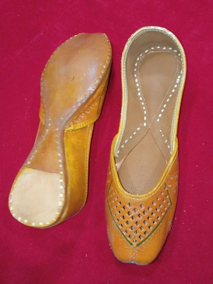 Women Shoes Indian Handmade Leather Punjabi Flip-Flops Brown Jutties US 5.5-6.5