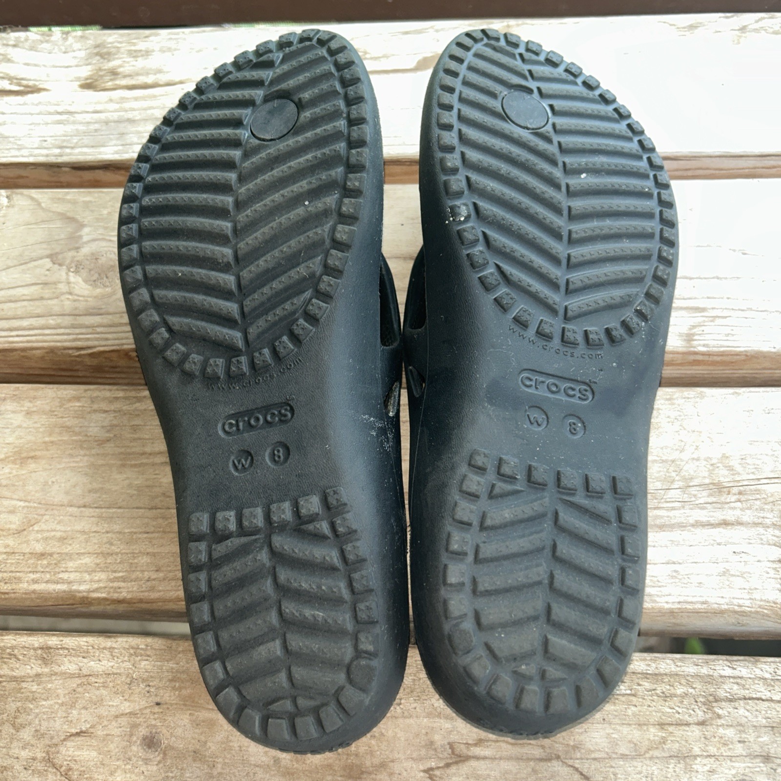 Black Iconic Crocs Comfort Flip Flops Women Size 8