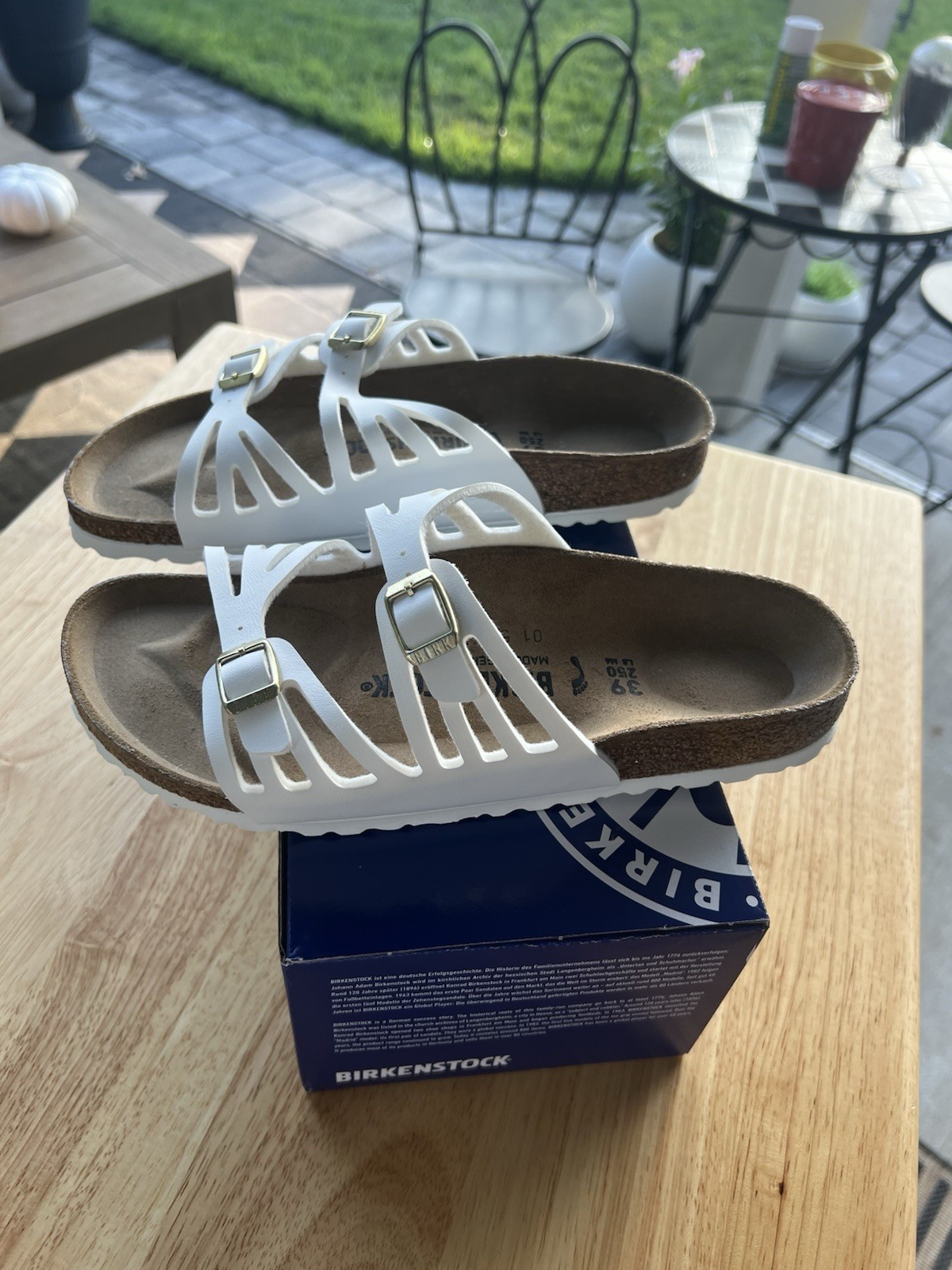 RARE🔥 Birkenstock Granada White Leather Sandals 39 Us Women’s 8 Double Buckle