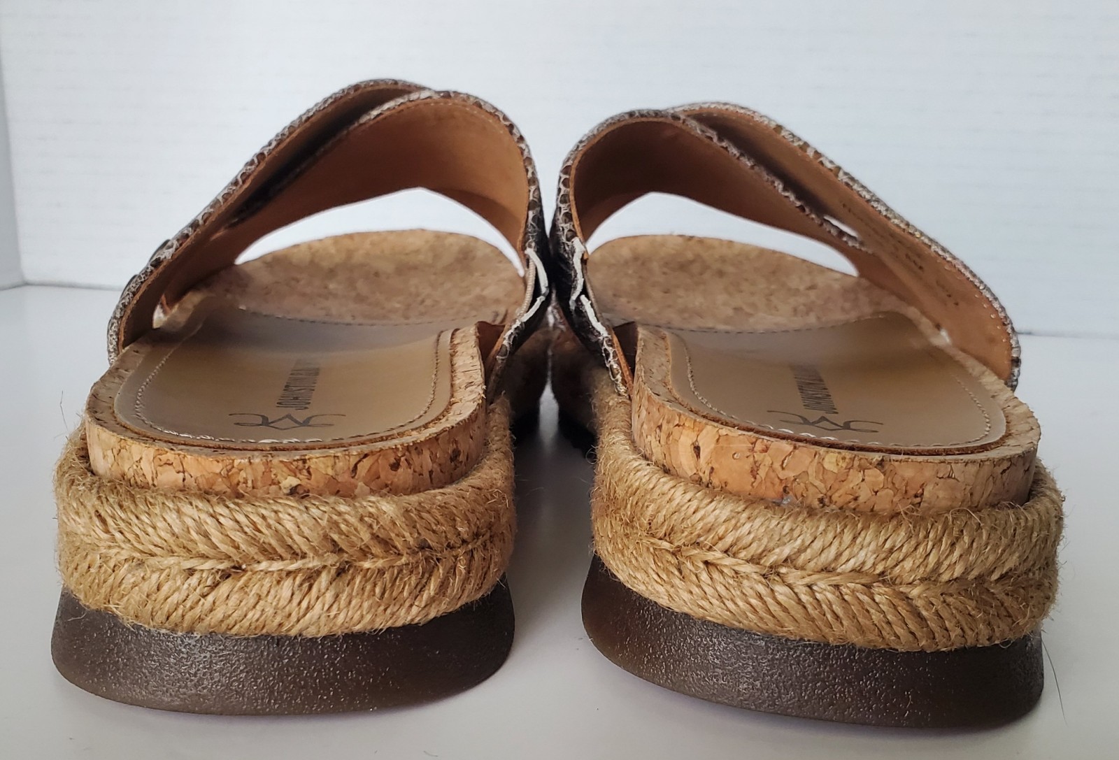 Johnston & Murphy Michelle Rose Mosaic Metallic Cross Strap Slide Sandal Size 8