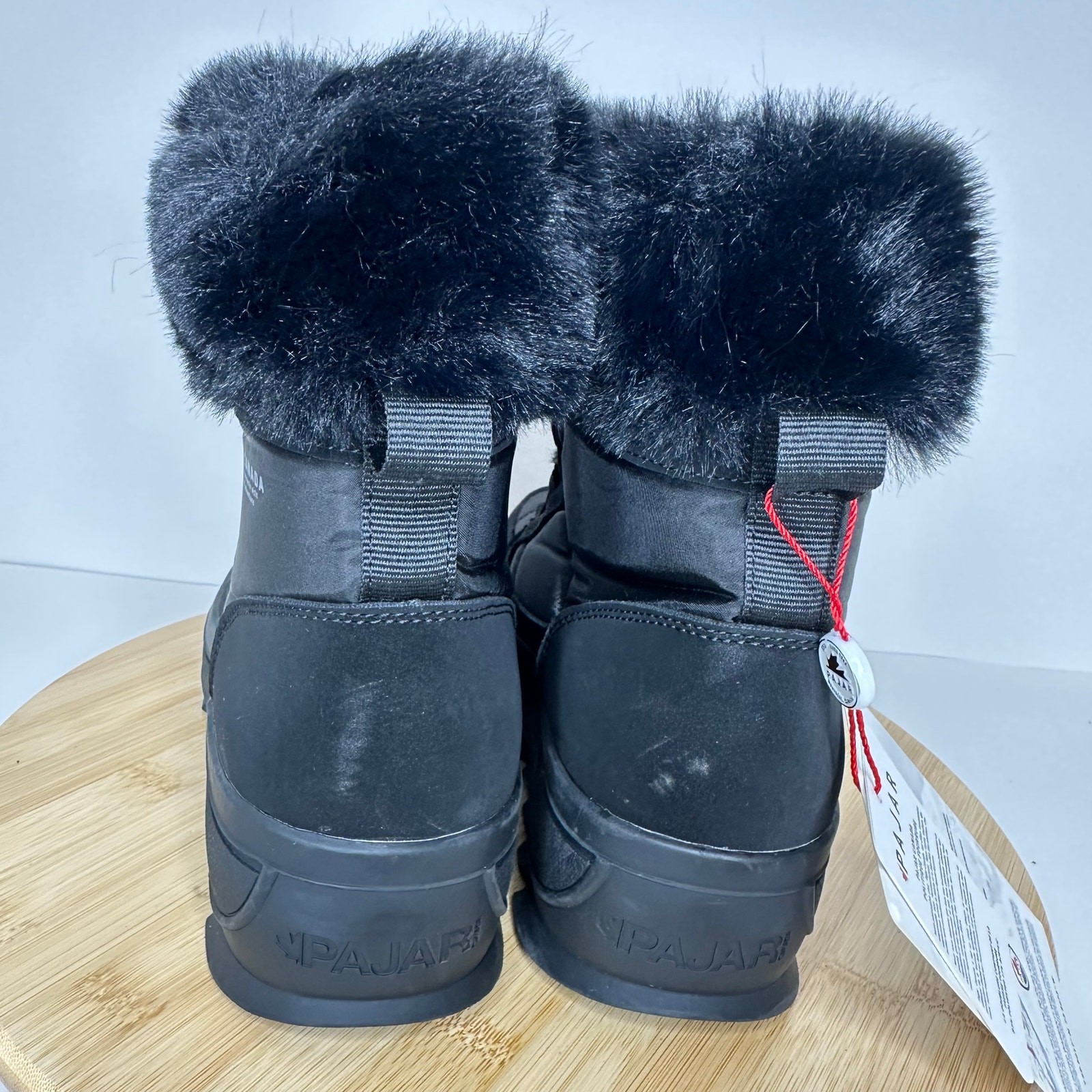 Pajar Canada Torey Black Faux Fur Trim Snow Boots Womens Size 8.5 NEW
