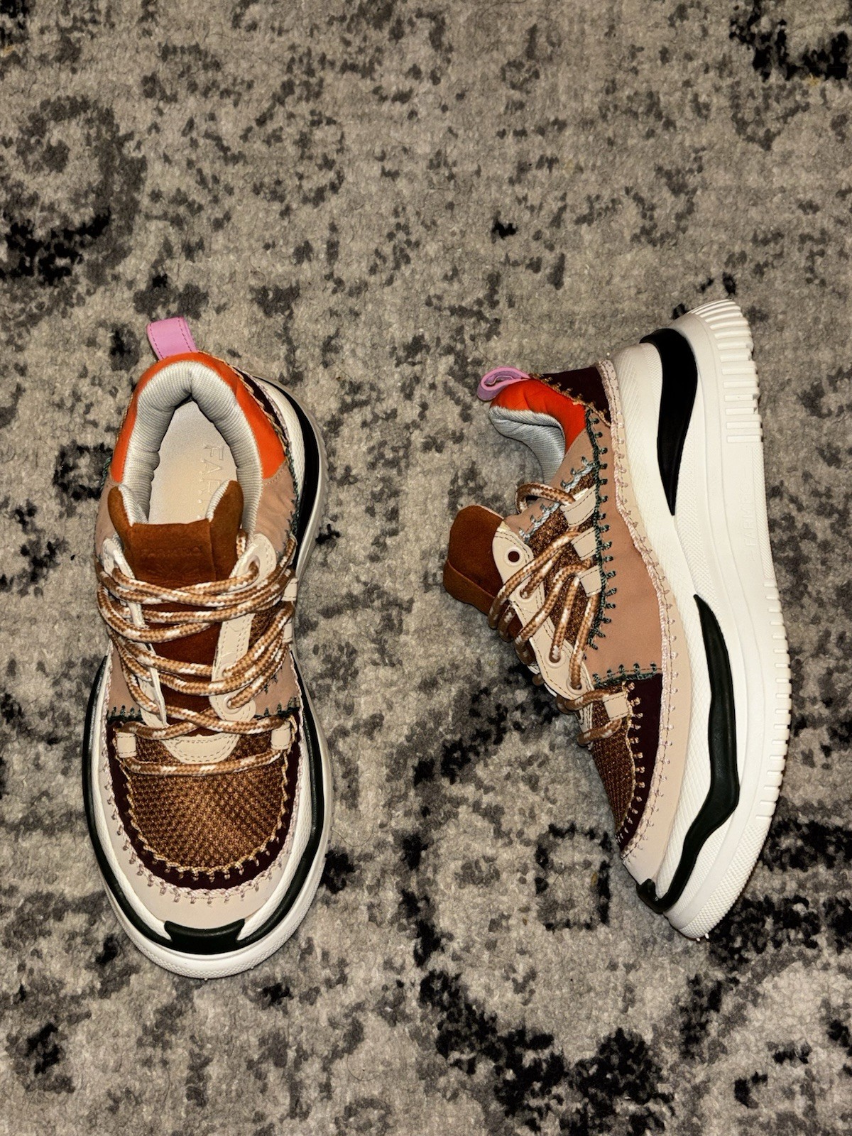 FARM Rio Zigzag Platform Sneaker White Multi Colored Women’s Size 7.5