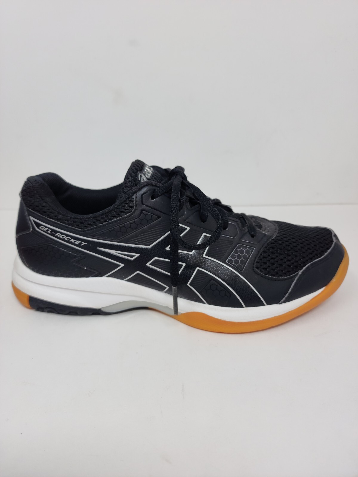 Asics Gel Rocket Womens 7.5 Black White Running Shoes Sneakers Training Athletic
