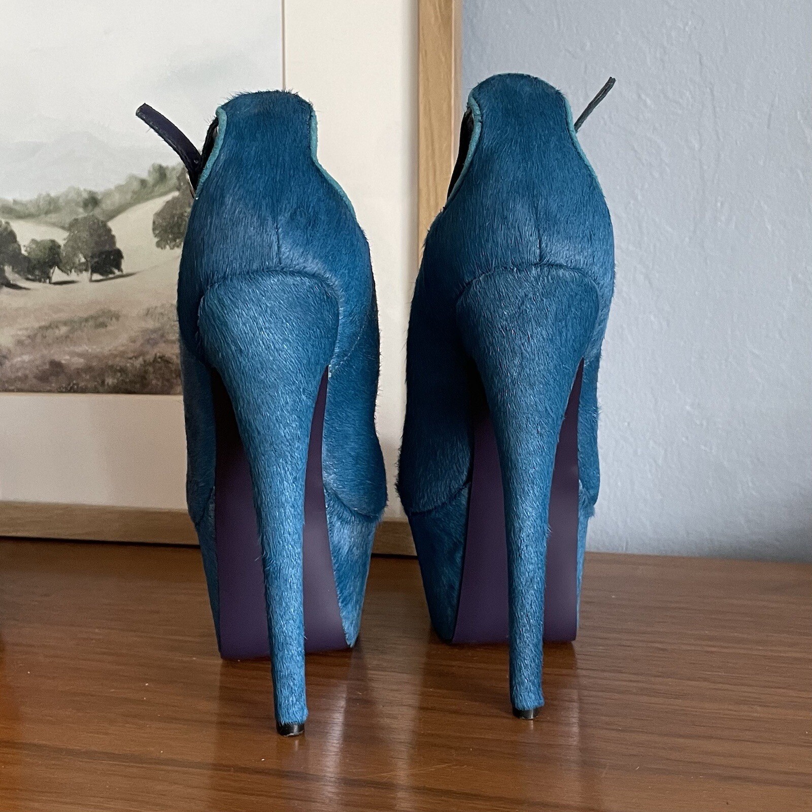 LONDON TRASH CANDY Cutout Haircalf Platform Stiletto Heels Sz 6 Teal