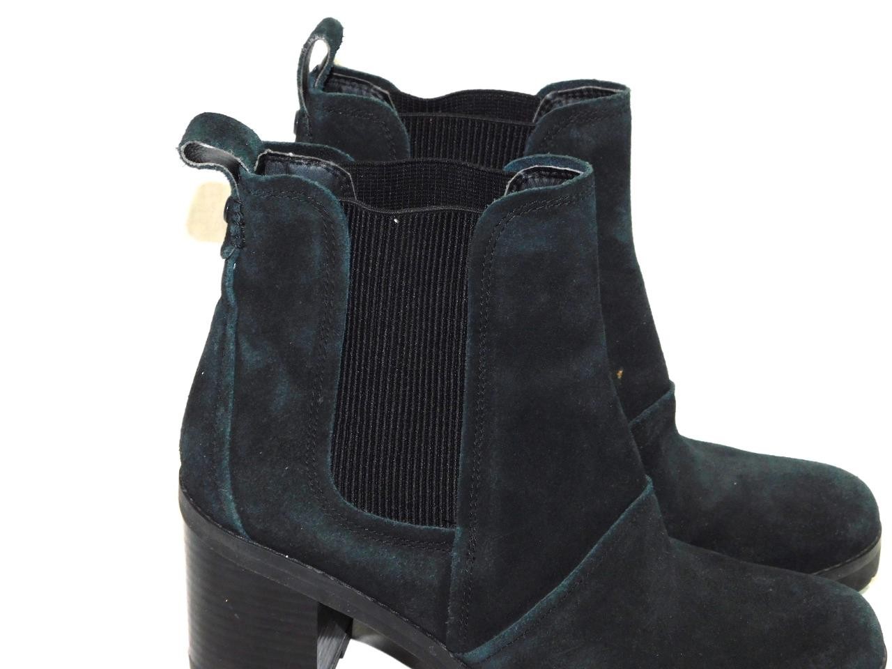 UGG Size 9 40 Black Suede Hazel Chelsea Block Heel Boots Unlined Waterproof
