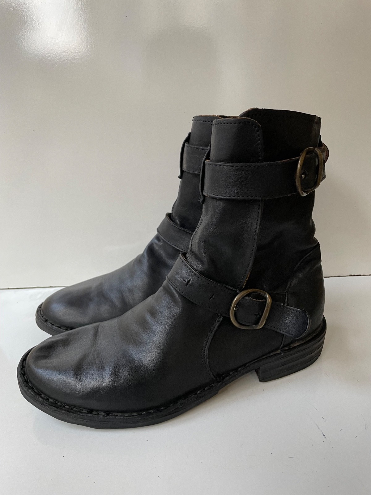 Fiorentini + Baker Eternity Black Strap Leather Women’s Boots EUR 36 / USA 6