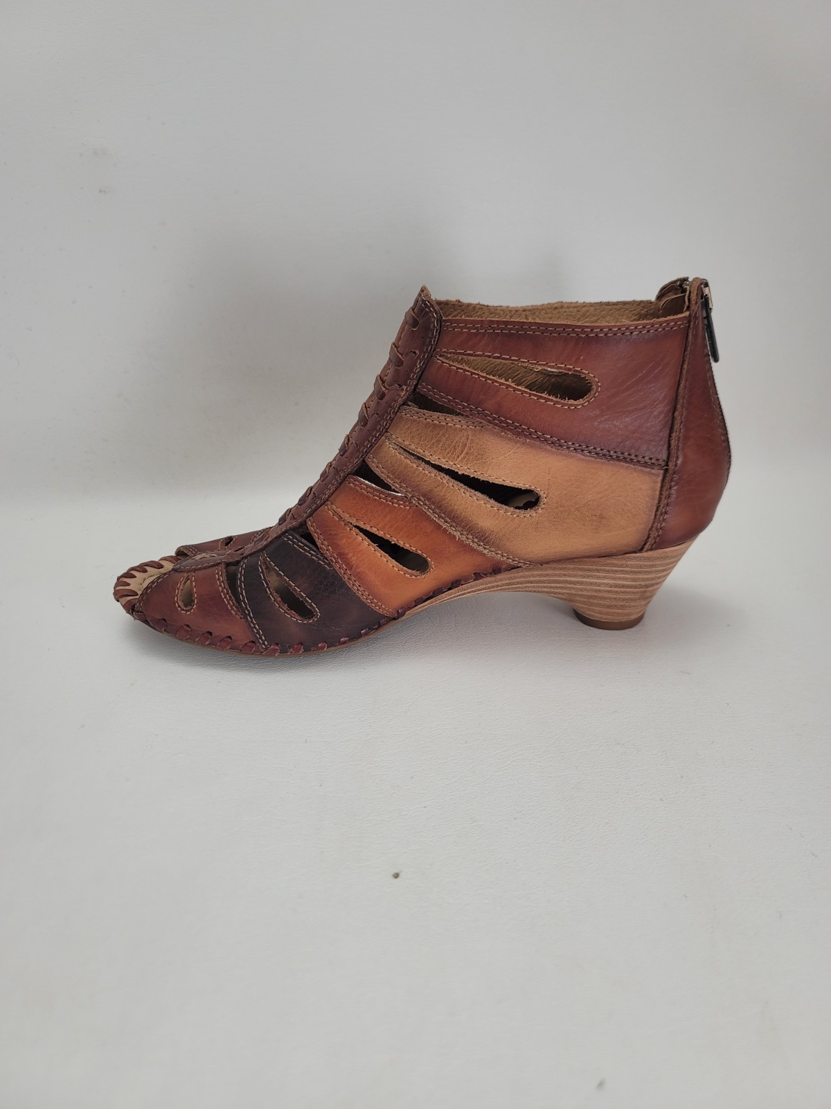 Pikolinos Cutout Leather Heels Booties EU 40 US 9 Spain Brown Heel Casual Travel