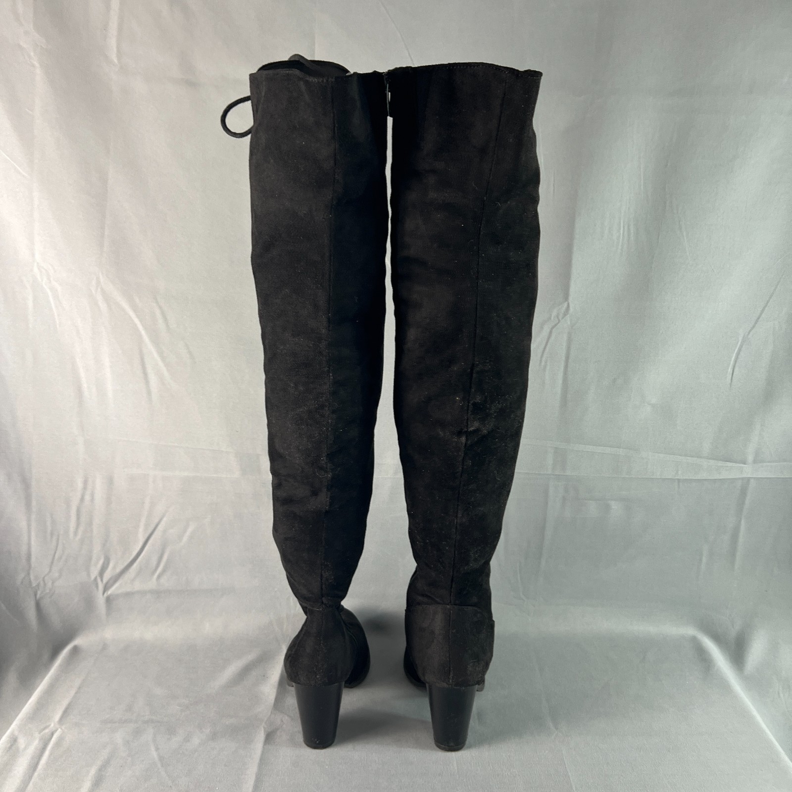 Top Moda Riding Womens US 7 Black Suede Lace Up Side Zipper Over The Knee Boot