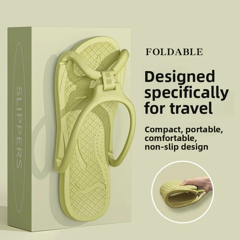 Foldable Travel Slippers Unisex EVA Flip Flops Hotel Non Slip Bathroom Indoor