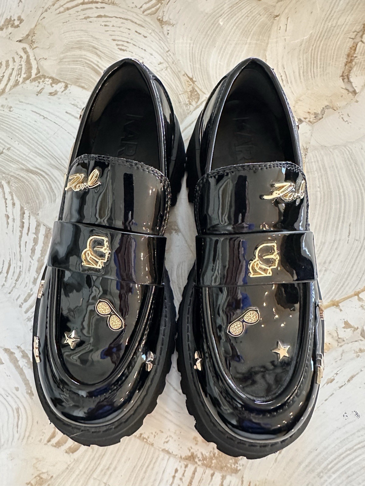Karl Lagerfeld Paris Gaston Rocker Lug Sole Loafers, Women – Black Size 7.5