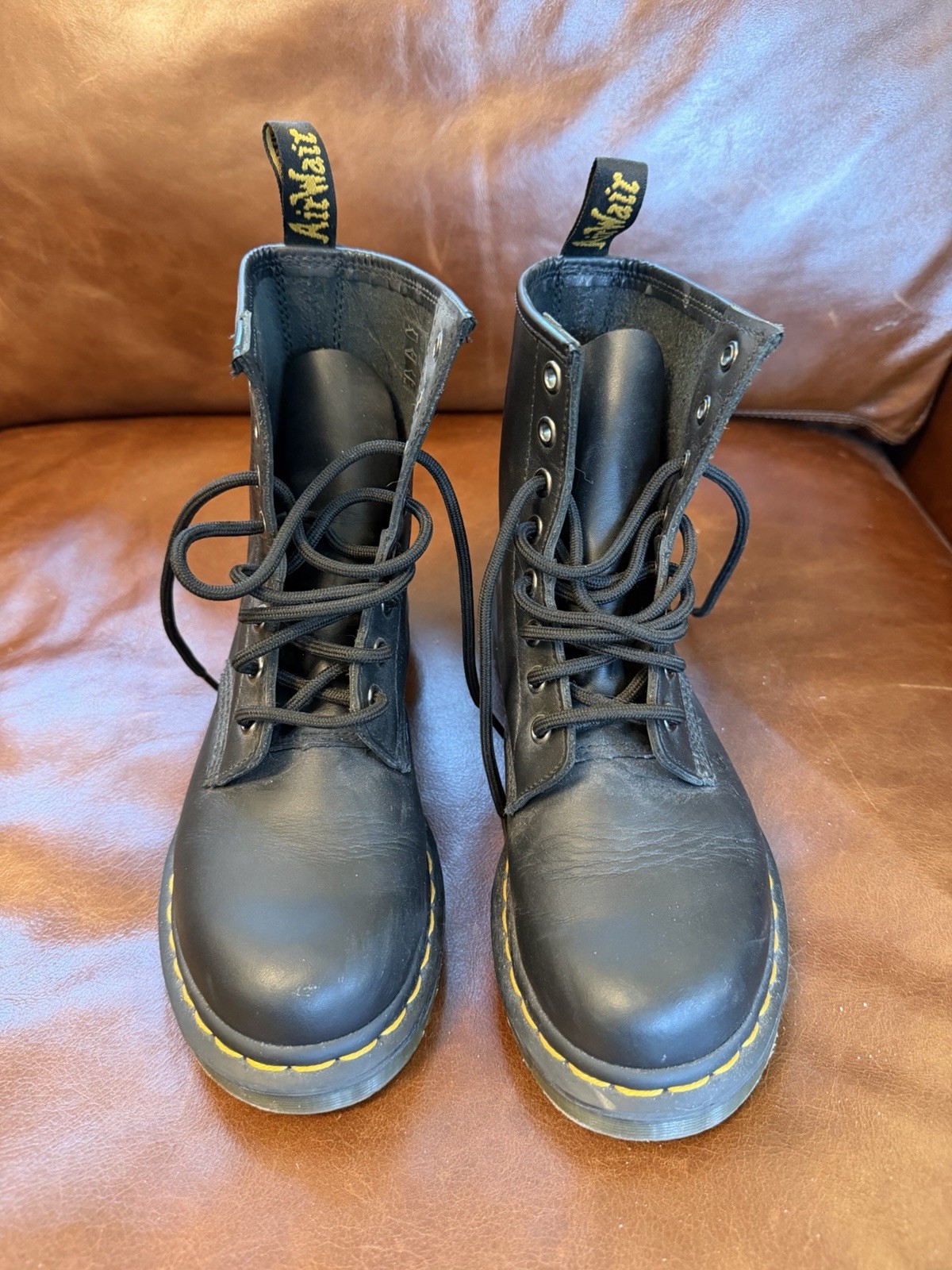 Dr. Martens 1460W Black Leather Combat Ankle Boots Lace-Up Womens US 6 EU 37