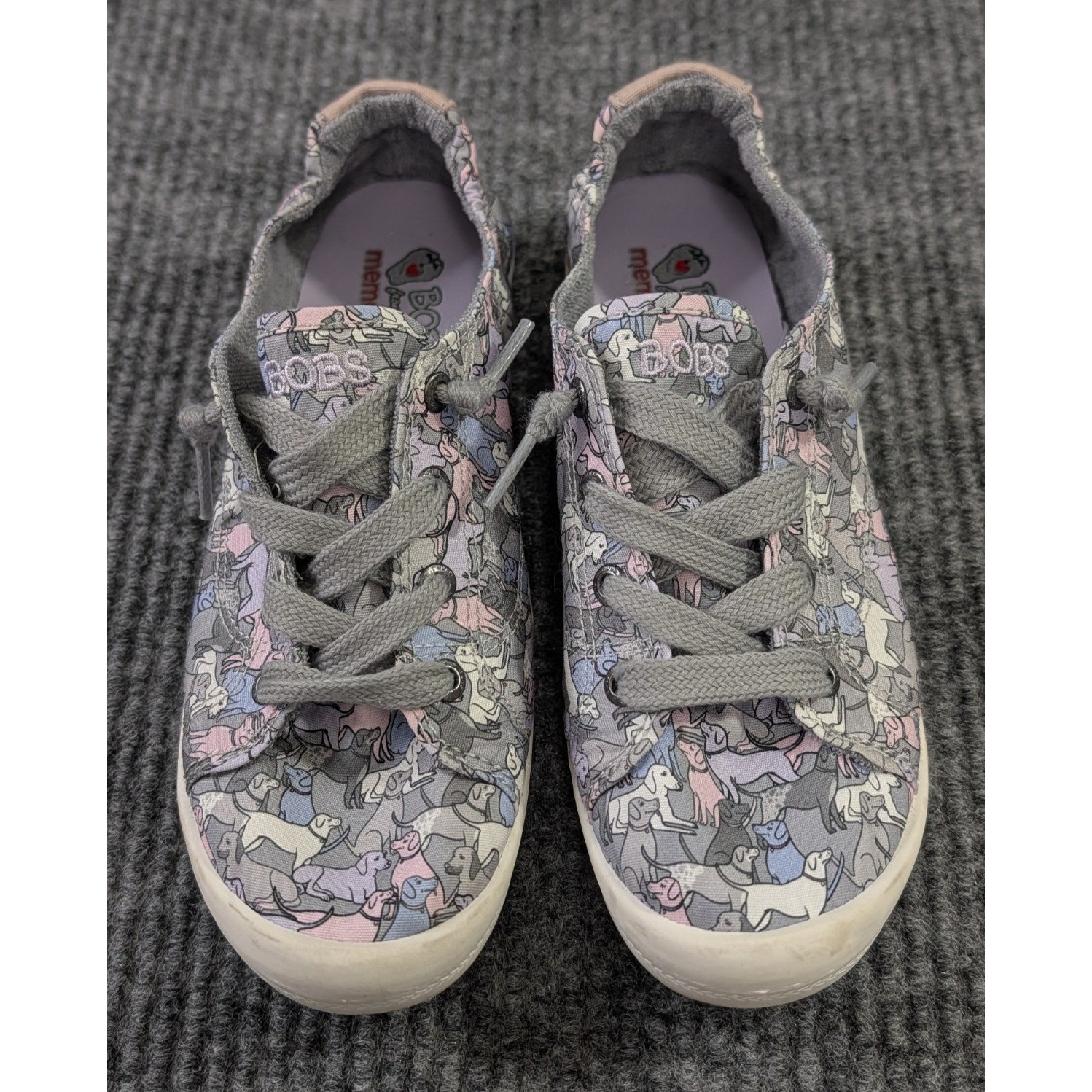 Skechers Bobs Dogs Beach Bingo Sneaker Womens 6.5 Gray Slip On Casual Travel