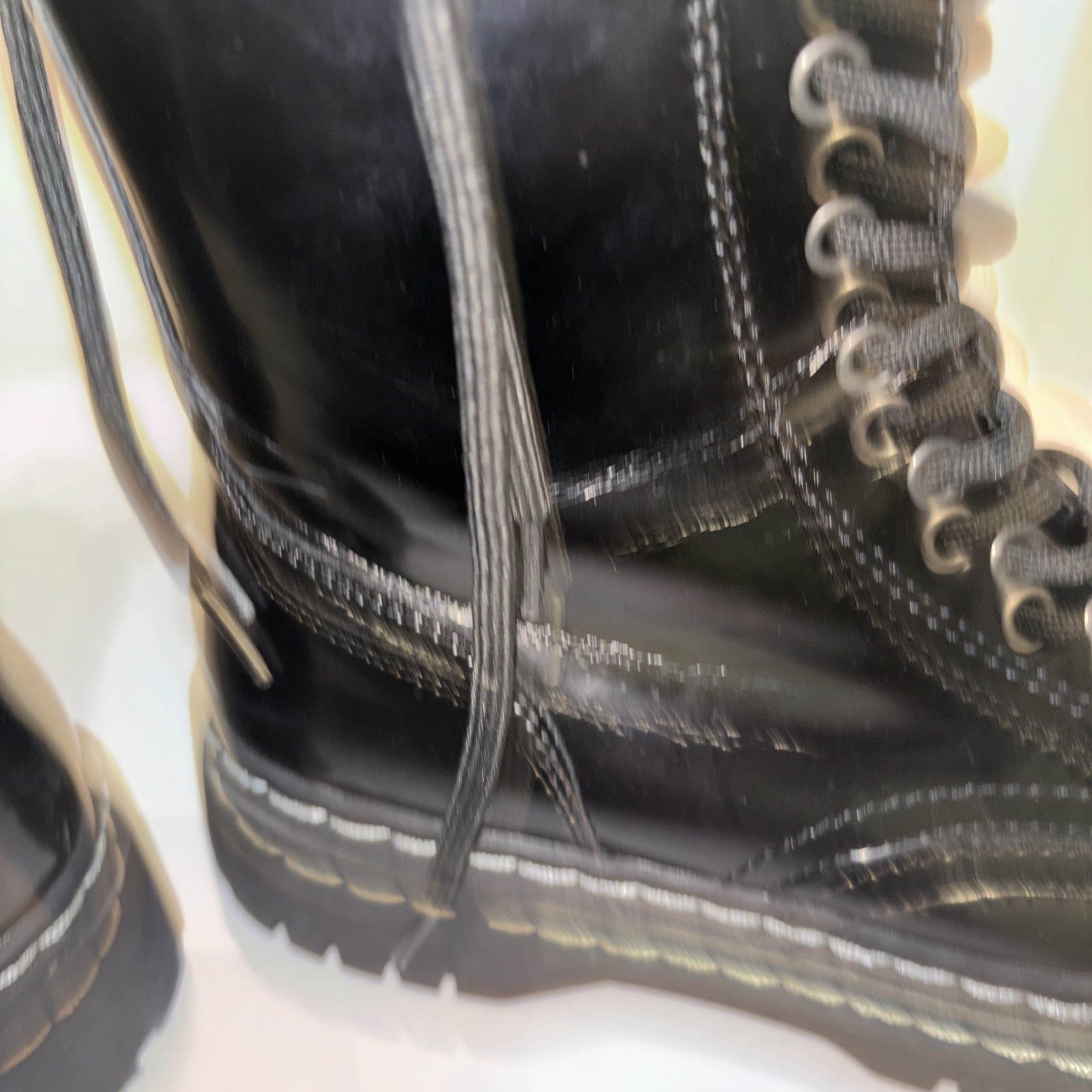 Sincerely Jules Harley Black Patent Leather Combat Boot Side Zip Gothic Punk 6.5