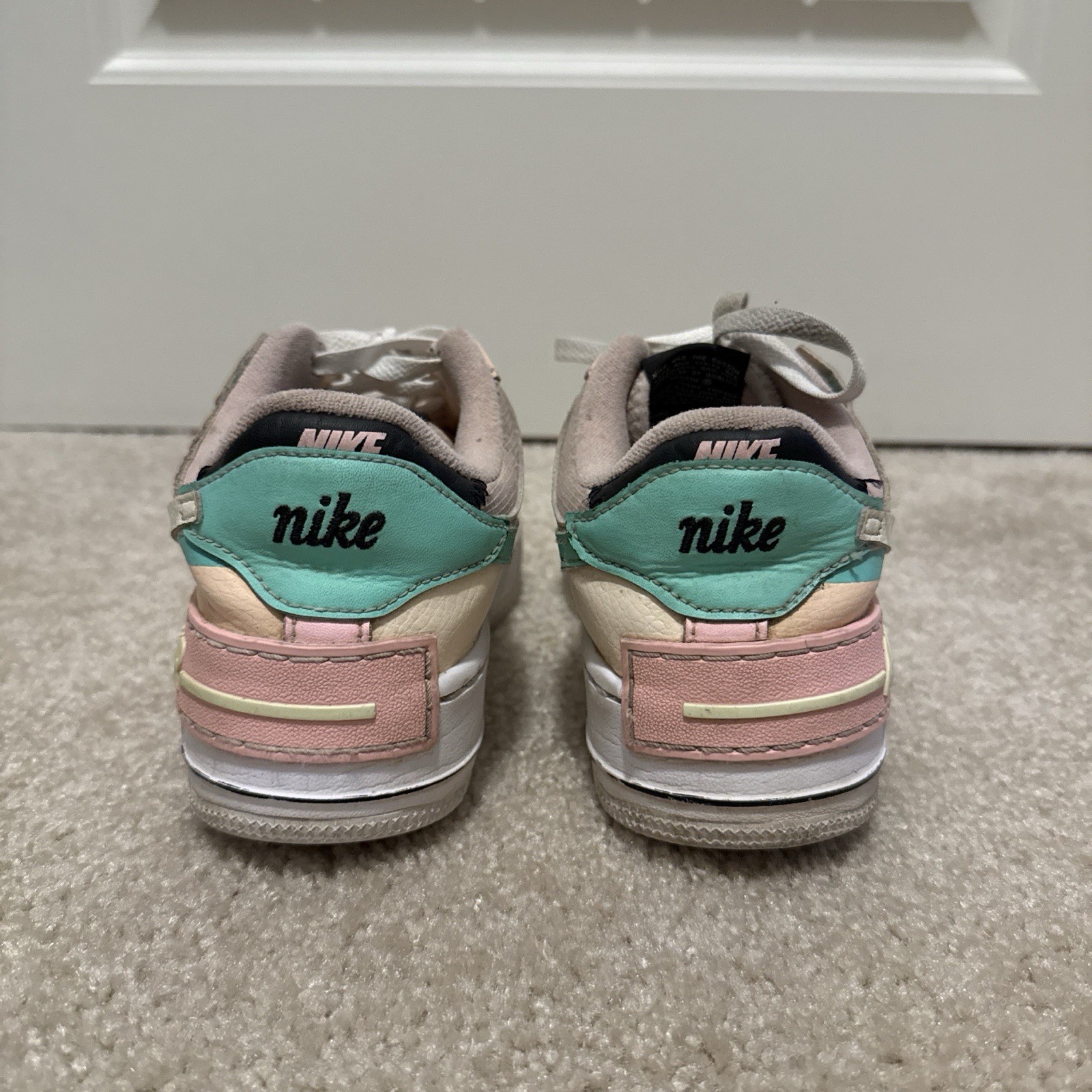 Nike Air Force 1 Shadow Multicolor Beige Pink Green Leather Low Top Sneakers