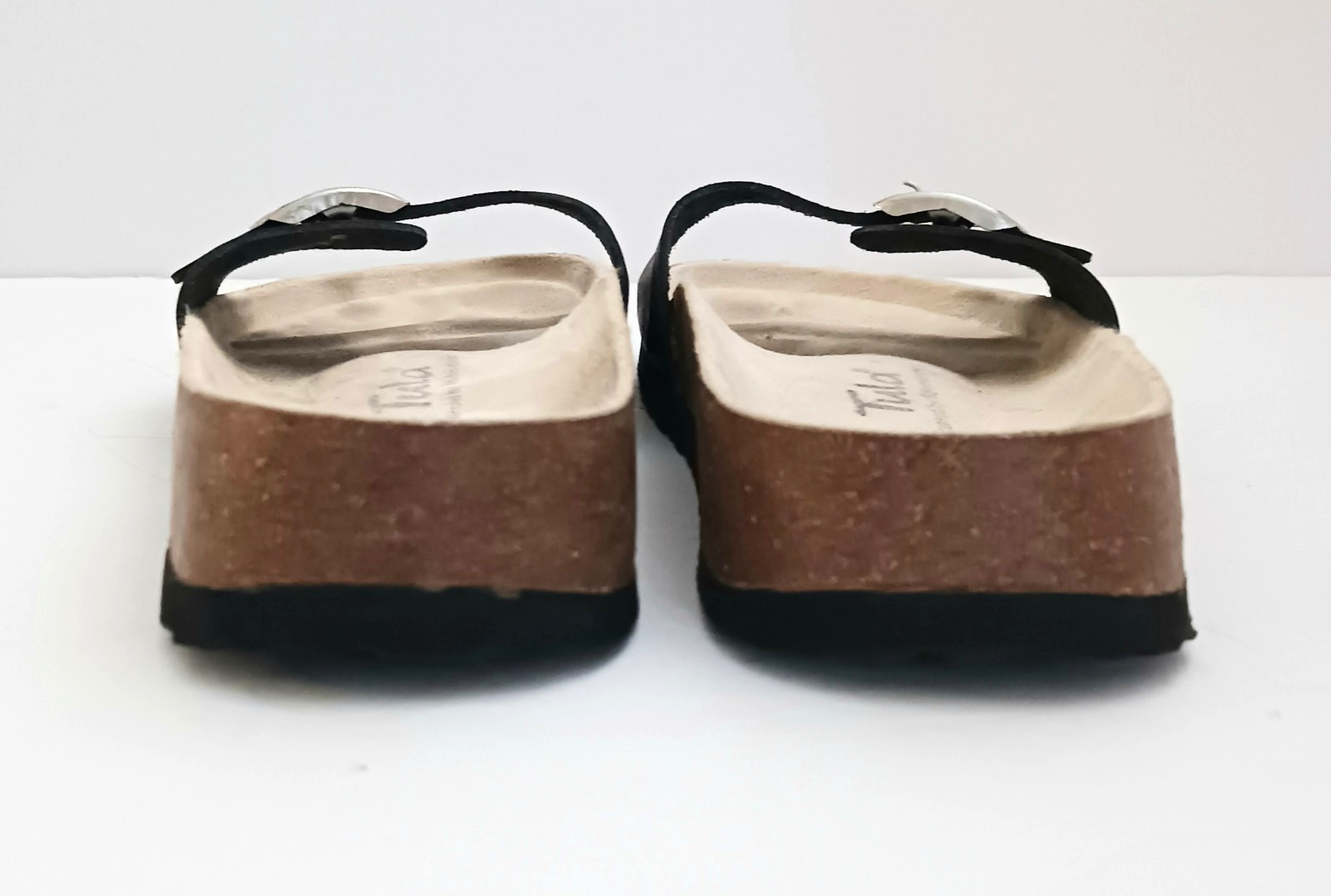 Tula Birkenstock Madrid Blk Birko Flor Single Strap Silver Buckle EU 39 8-8.5 N