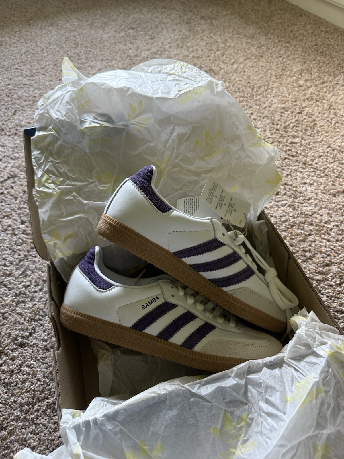 Adidas Samba OG Women White Aurora Plum Gum Leather Low Top Sneakers
