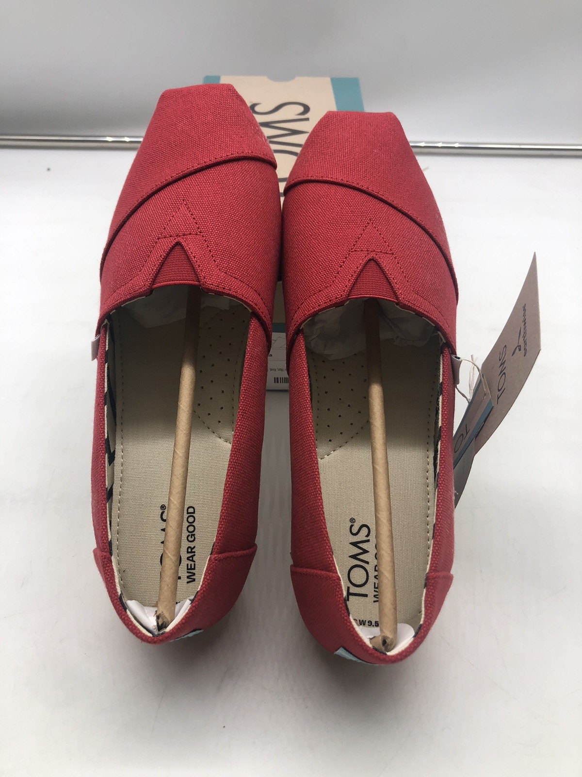 TOMS Women’s Alpargata Loafer Flat Red Recycled Cotton Canvas Size 9.5 New *