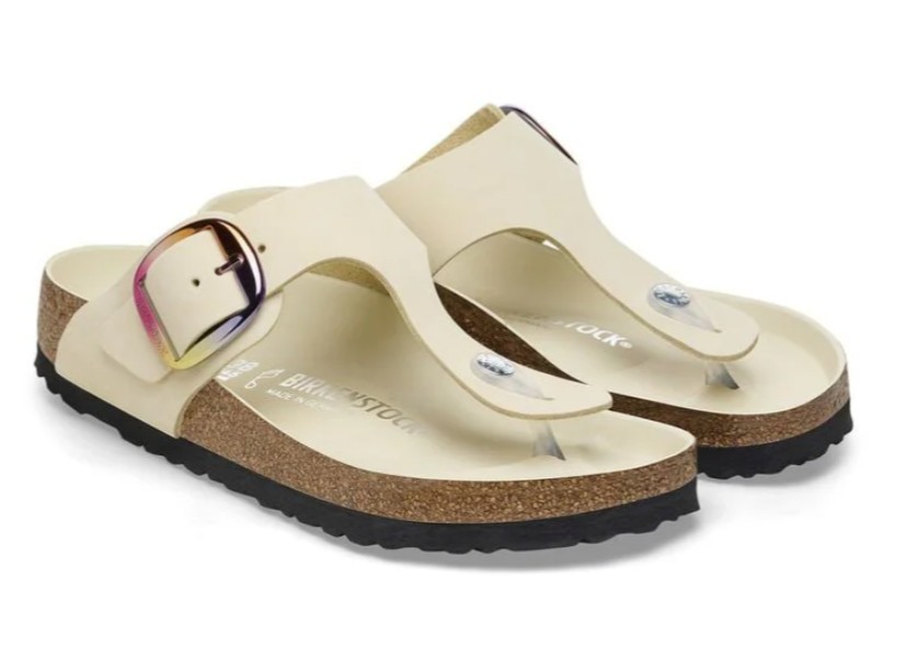 Birkenstock Gizeh Big Buckle Nubuck Leather Ecru Ivory Size 40 Regular Wide