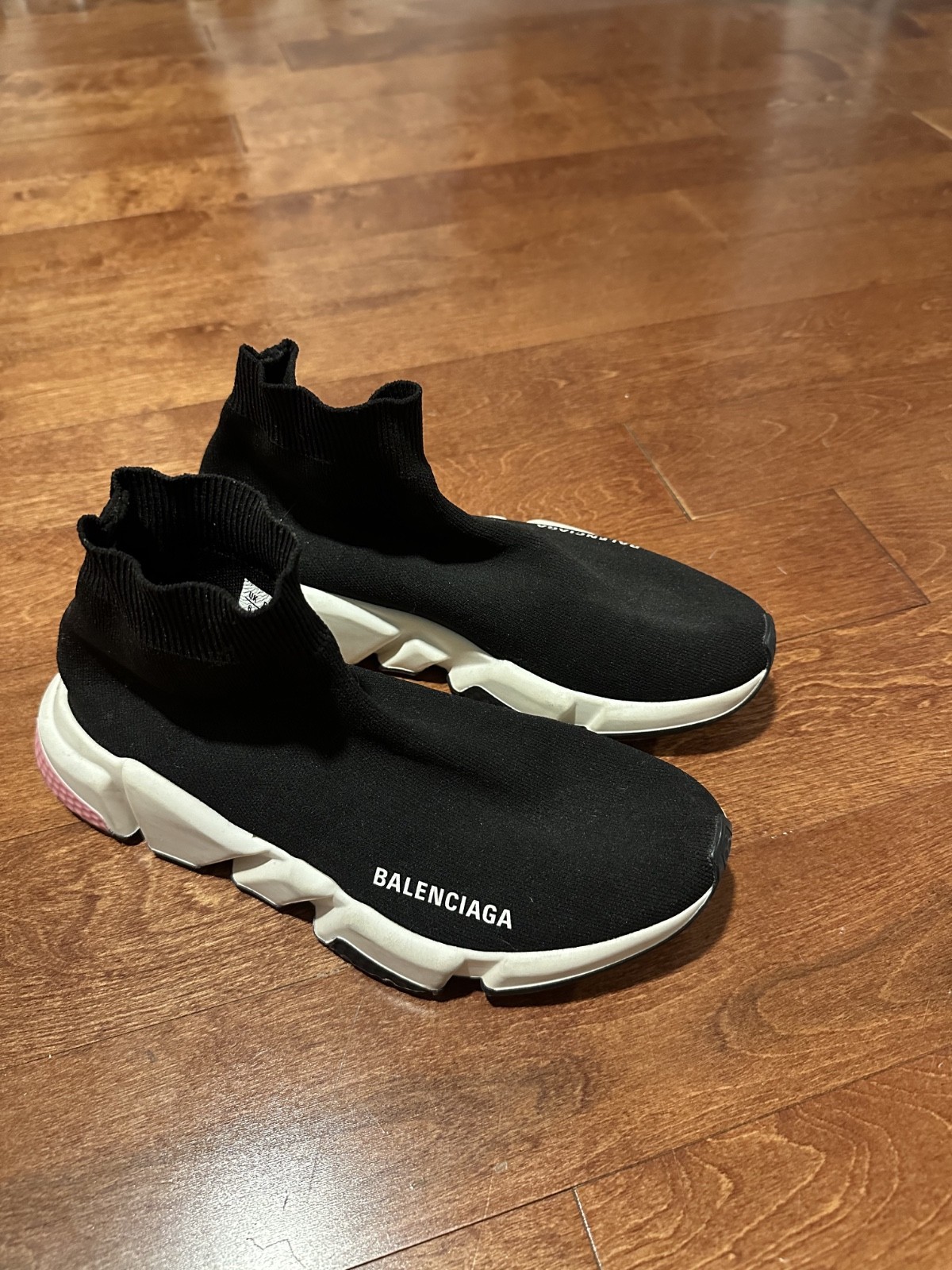 Balenciaga Speed Trainer Size 39 Black Knit Fabric High Top Sneakers