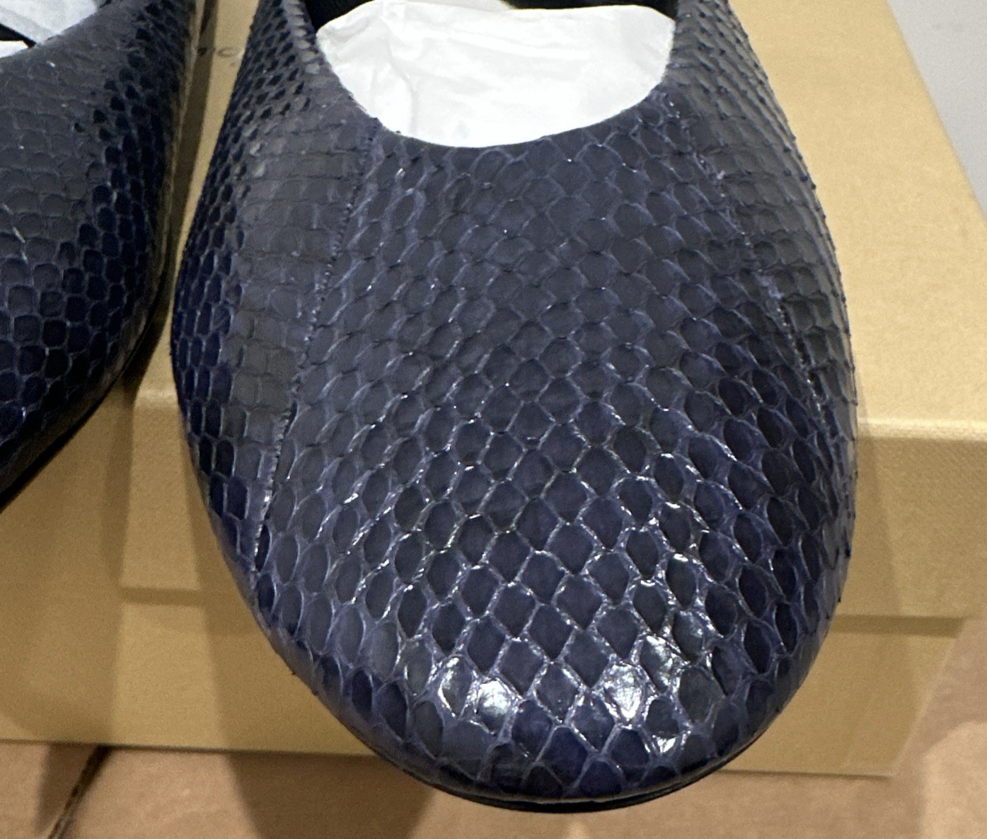 Michael Kors Collection Size IT 40/10 Maren Lace Ballet Flat Sapphire Snake Skin