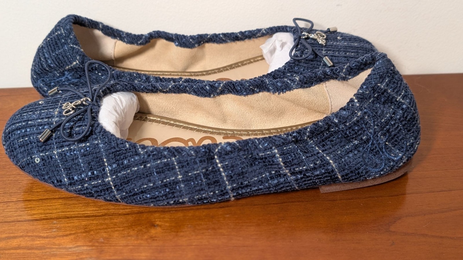 NEW Sam Edelman Felicia Ballet Flat Blue Tweed, Women Size 8