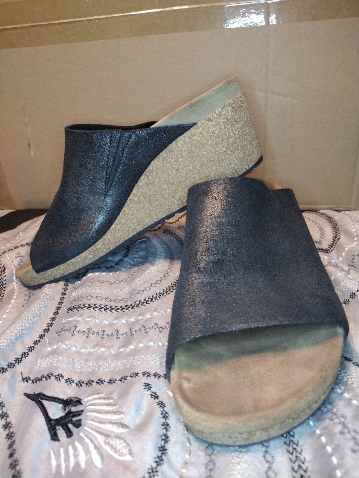 Birkenstock Papillio Namica Womens Size US 7-7 1/2 Black Wedge Slide Sandals