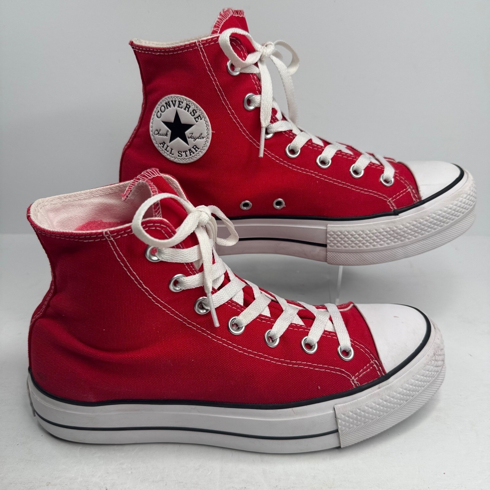 Converse Chuck Taylor All Star Lift Platform Red High Top Shoes Womens 9.5