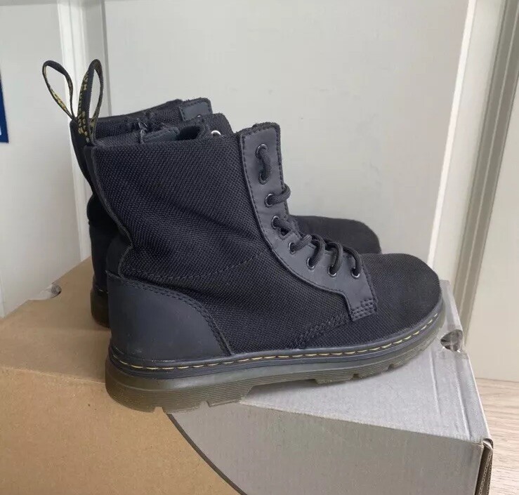 Dr. Martens Doc Combs J Black Combat Boots Canvas Zip – M 4- W 5