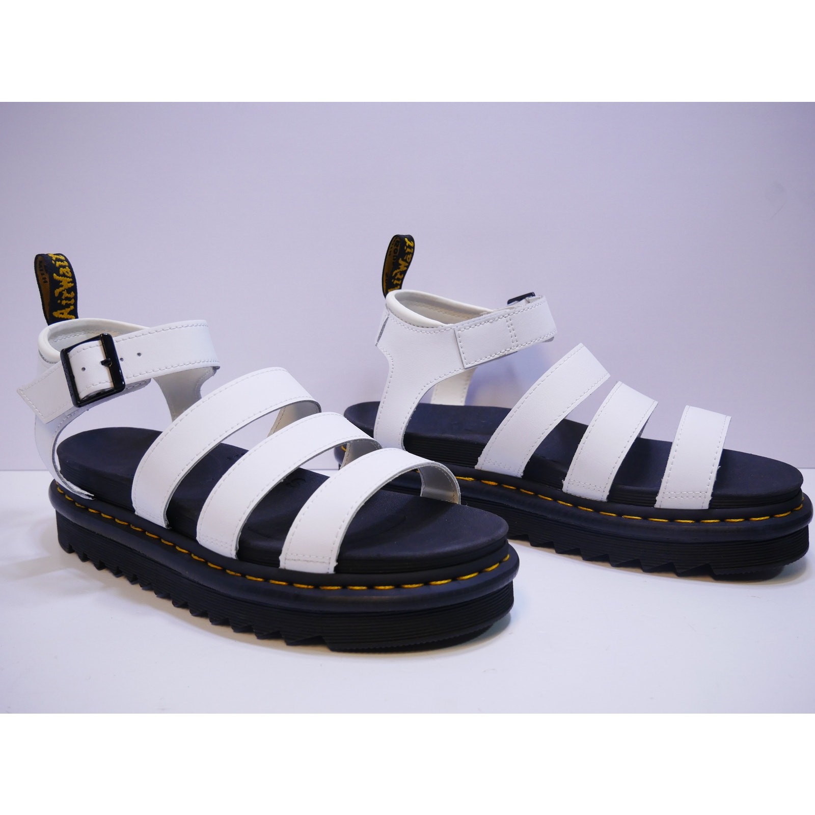 New Dr. Martens Blaire Hydro Leather White Platform Sandals LA004 Women Size 10