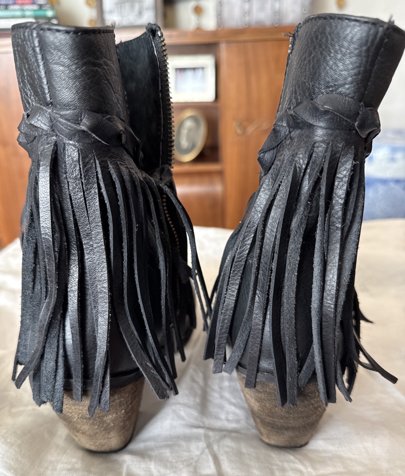Harley-Davidson RETTA Black D83985 Women’s Boot Fringe 3″ Heel SZ 9M * Free S/H
