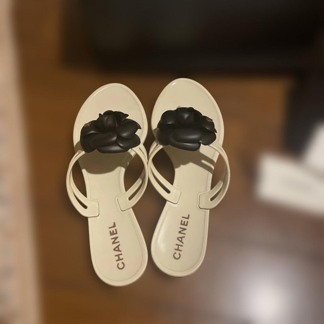 CHANEL Beach Sandals Size 38 23.5cm Excellent Condition with Box