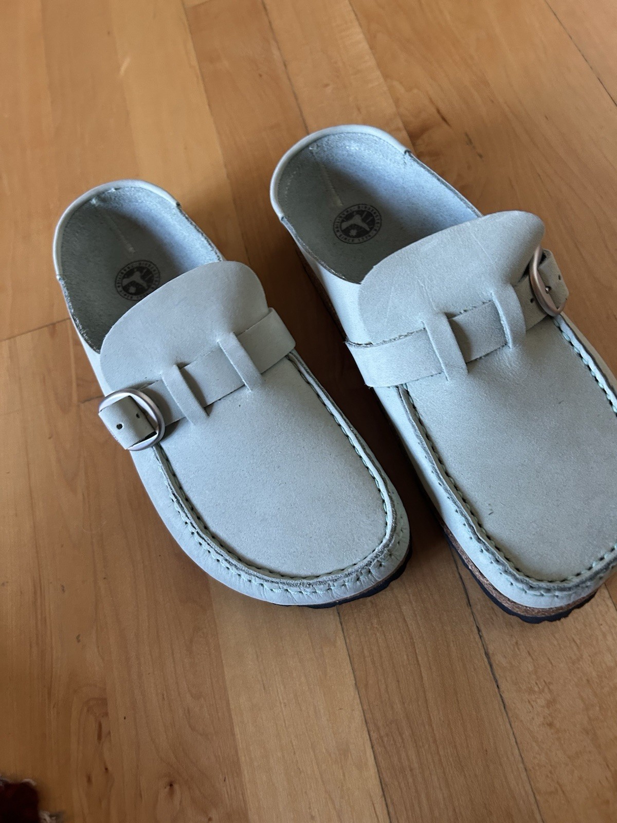 Birkenstock Buckley Women’s Mint Suede Slip-On Clog Buckle Strap EU 39 US 8