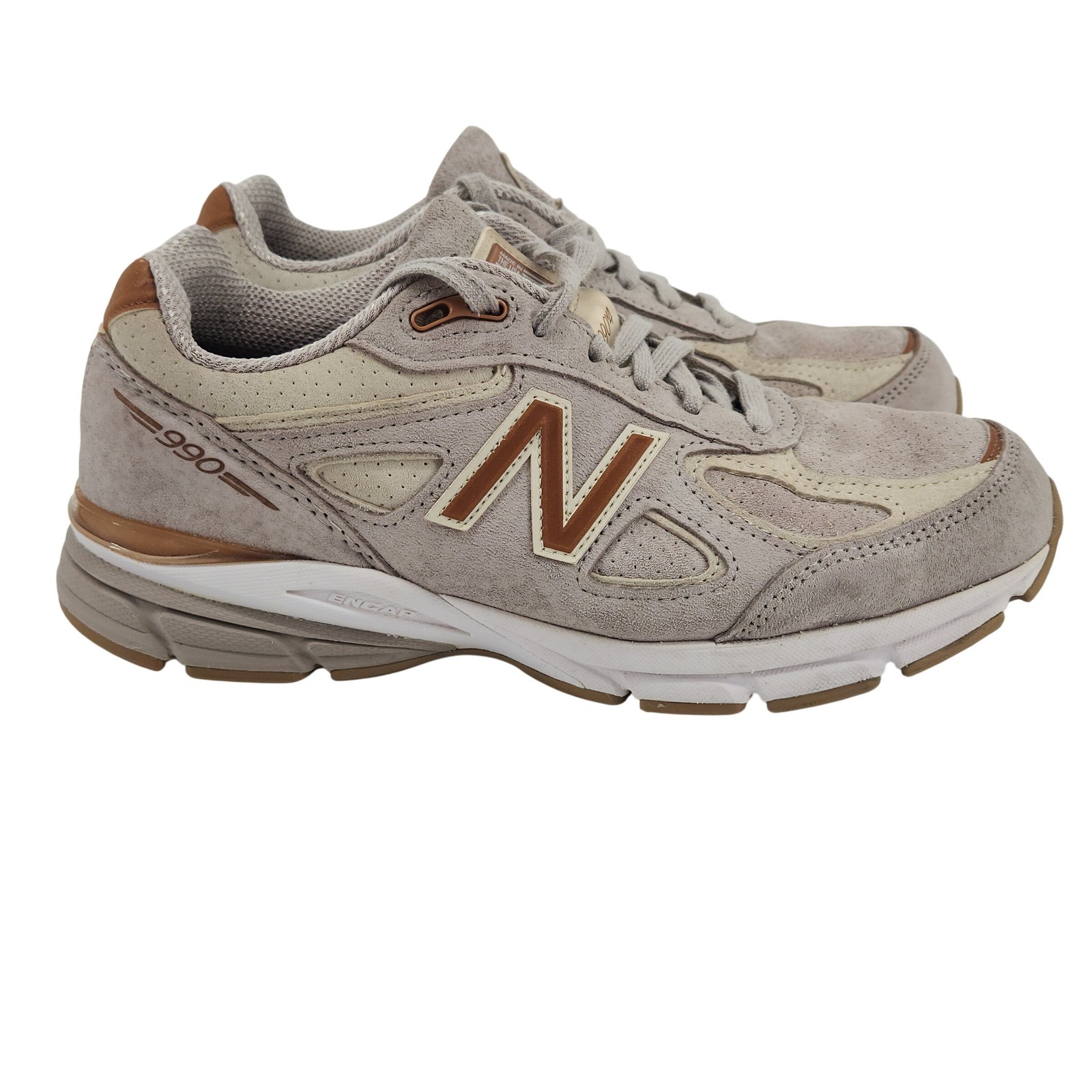 New Balance 990v4 Womens 9 Gray Alabaster Suede USA Running Shoes W990FA4