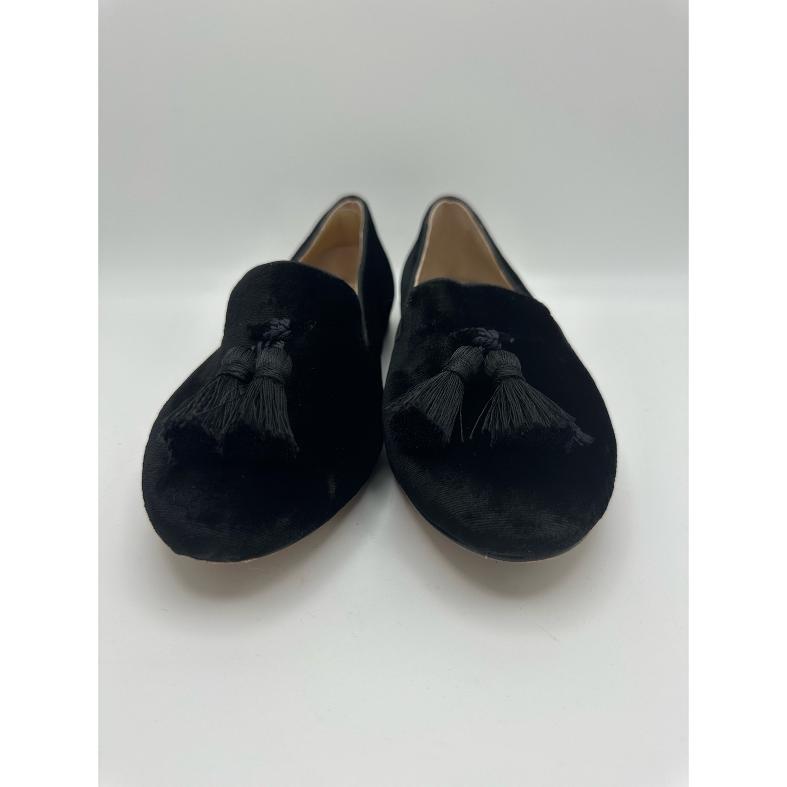 TALBOTS “Ryan” Black Velvet Gold Accent Heel Tassel Loafer Size 6 N