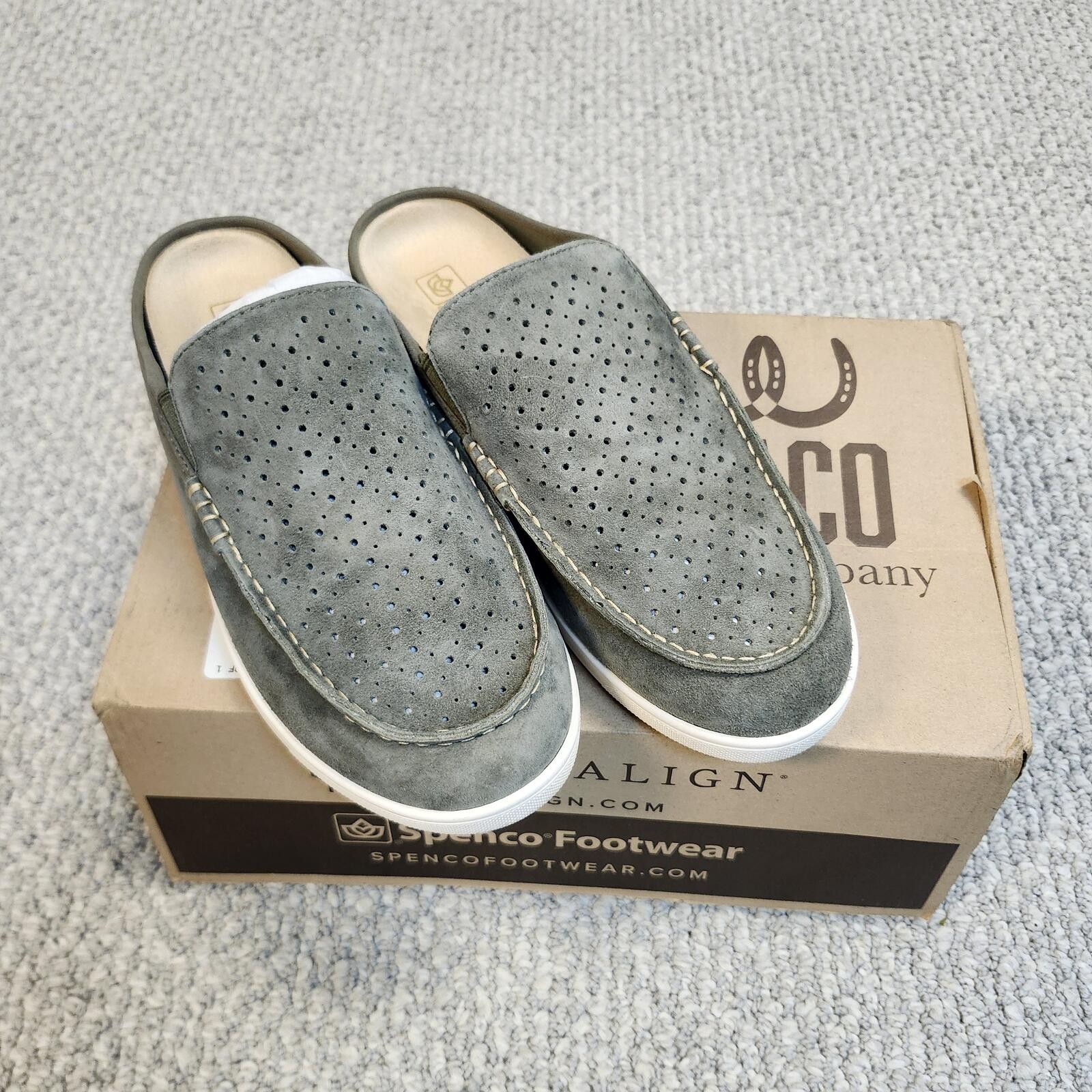Spenco Olive Perforated Suede Slip-on Shoes Size 8.5 D New With Box