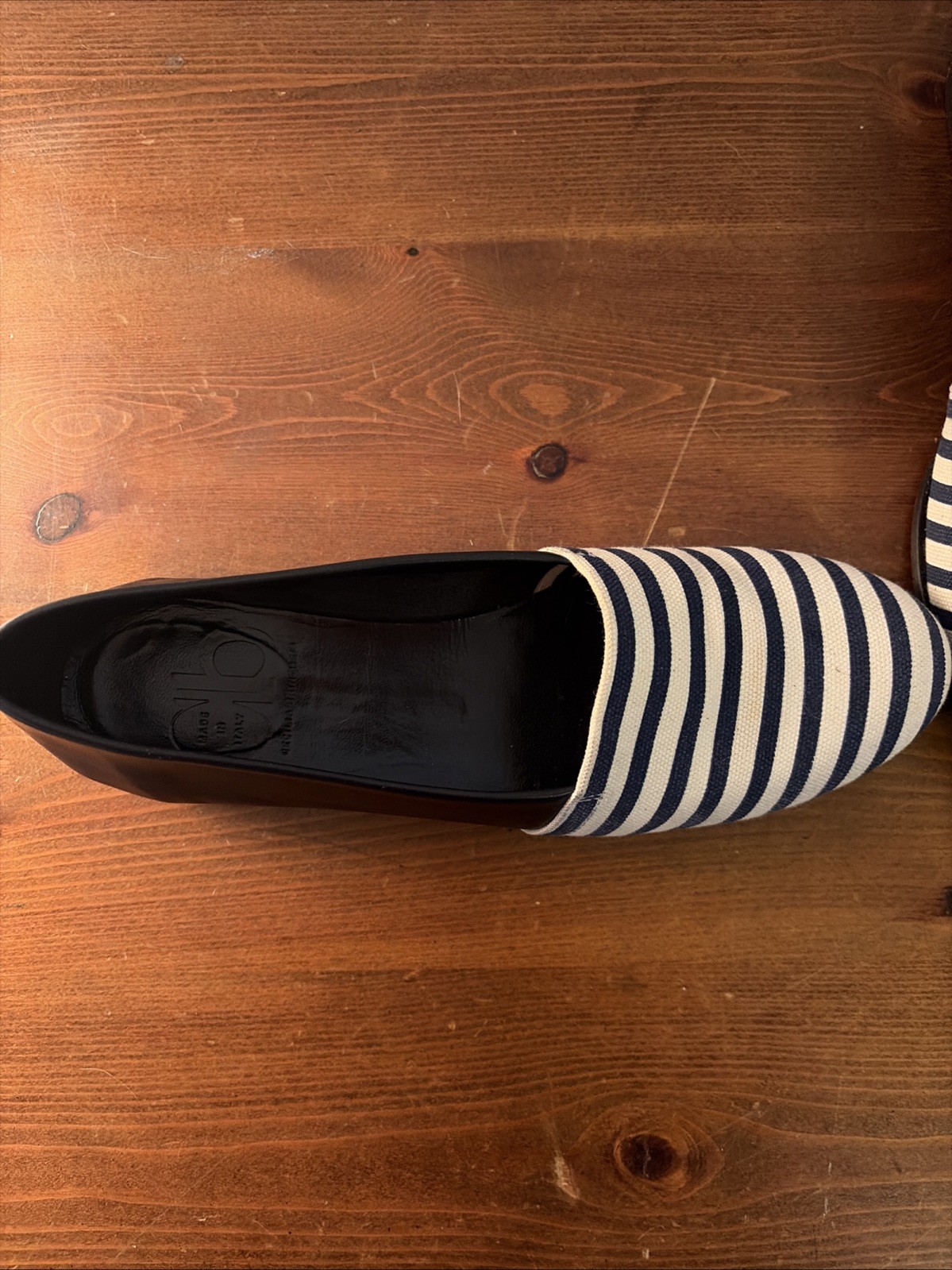 Cecilia Bringheli CB Made in Italy Blue/White Textile Loafer Flats Shoe 37.5 – 7