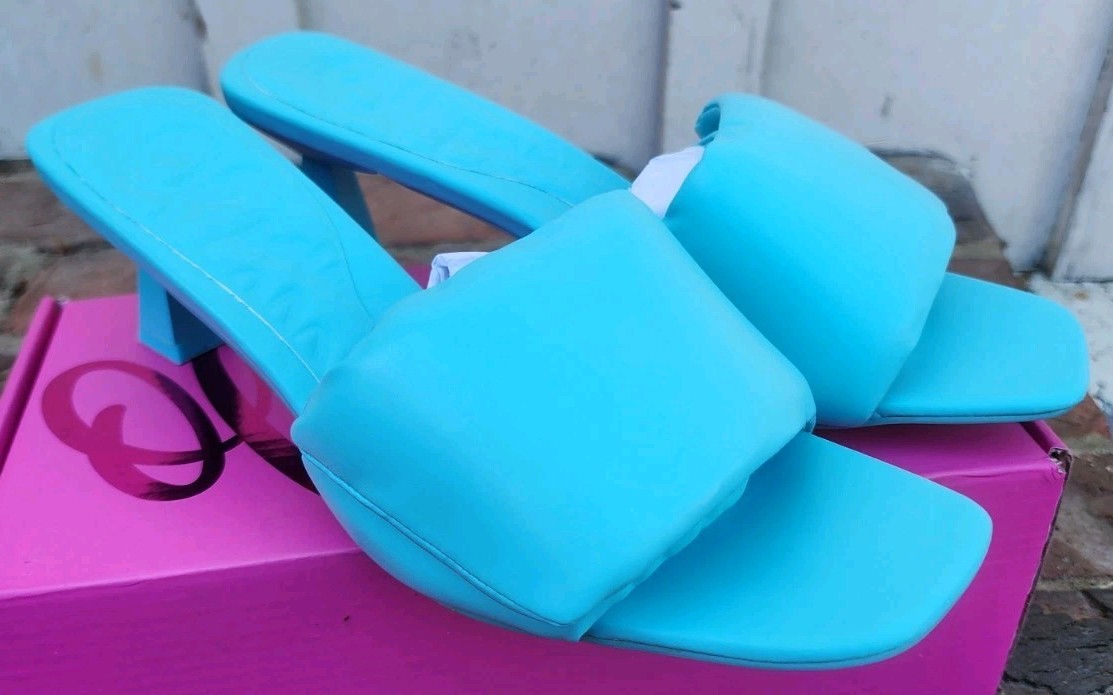 Olivia Miller Black Allure Heel Sandals Shoes, Light Blue, Size 10, NEW!!