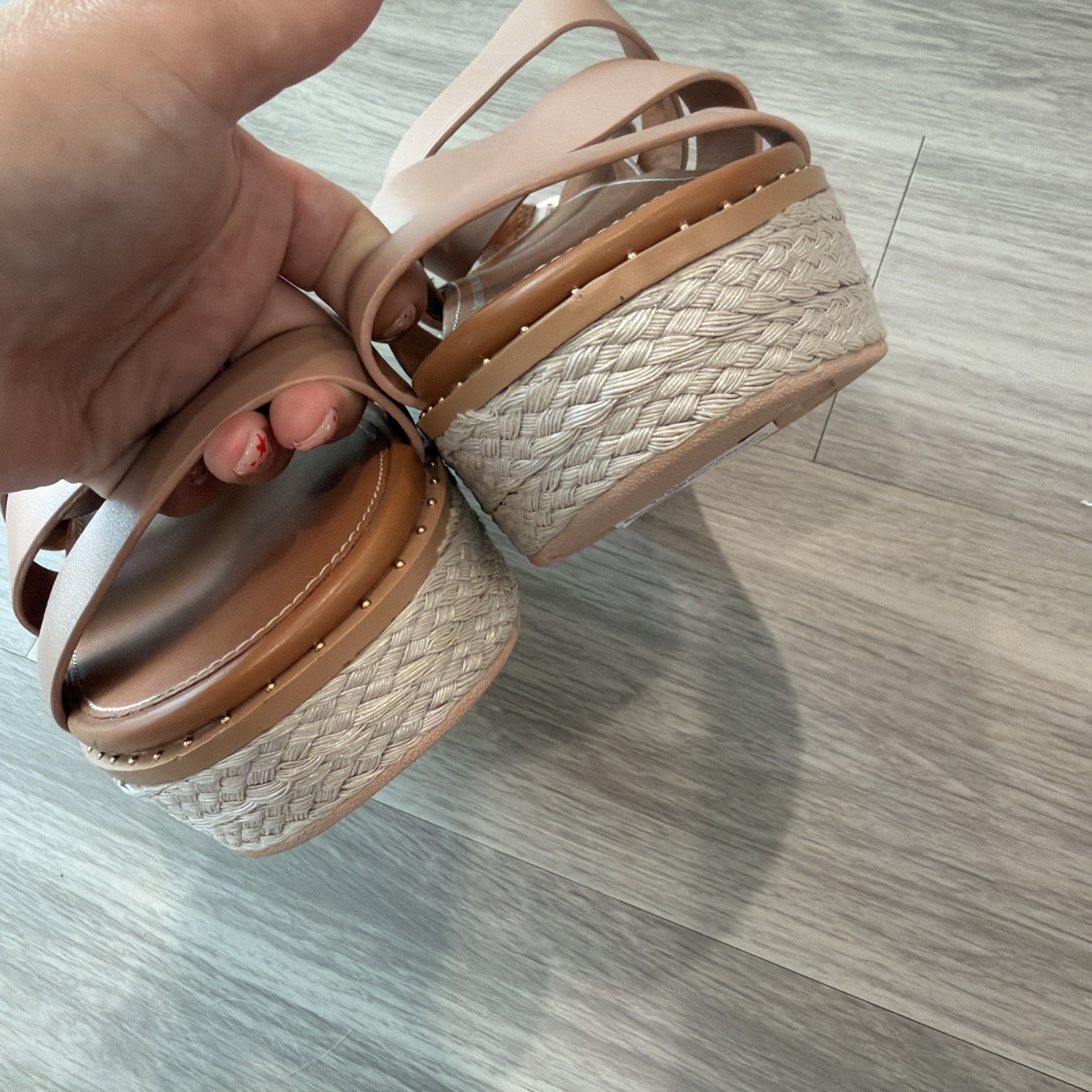 Fitflop Eloise Leather Studded Platform Espadrille Strappy Womens Size 9