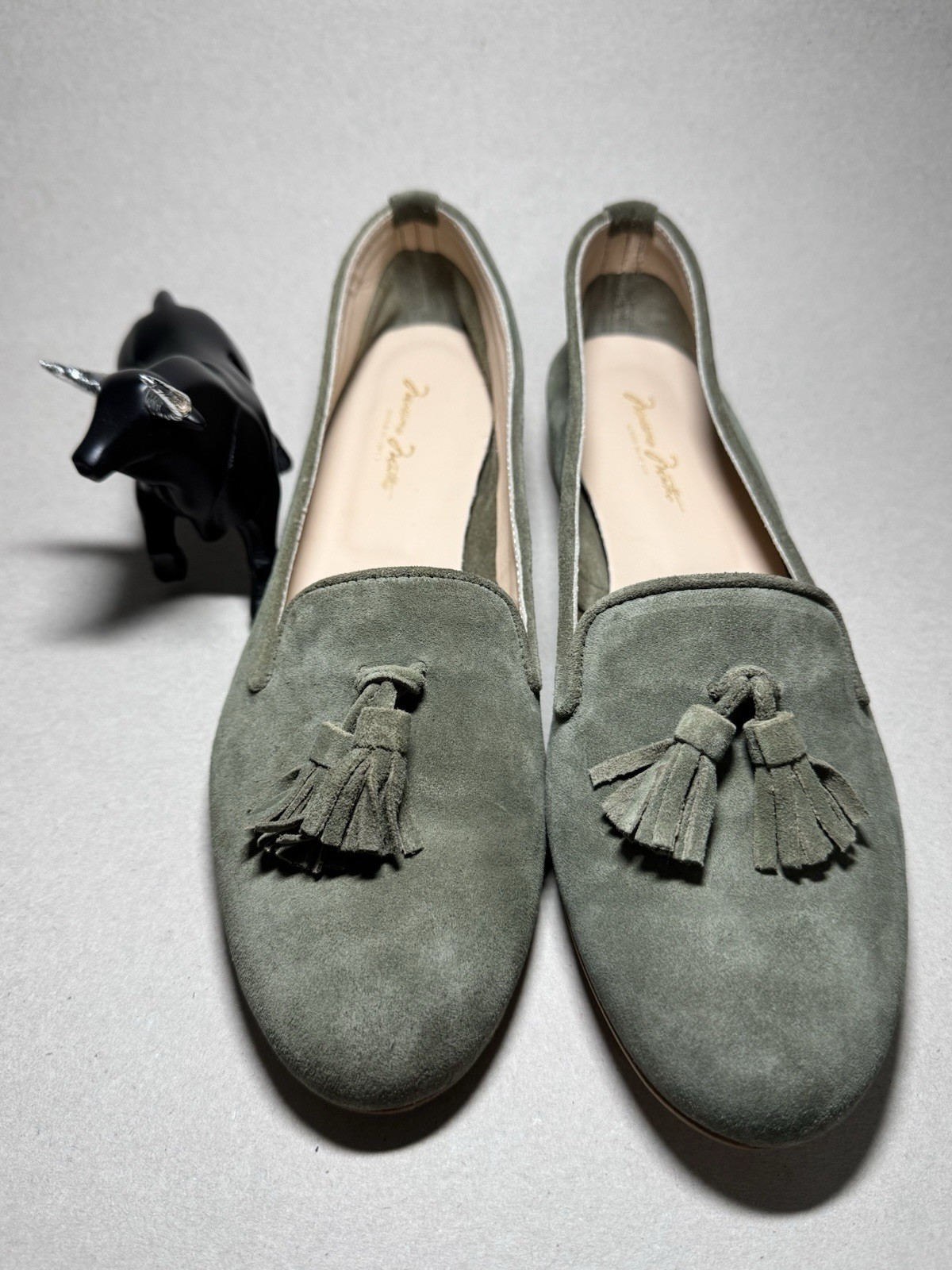 Massimo Matteo Green Suede Tasseled Loafer Flats Slip-On Almond Toe US 8