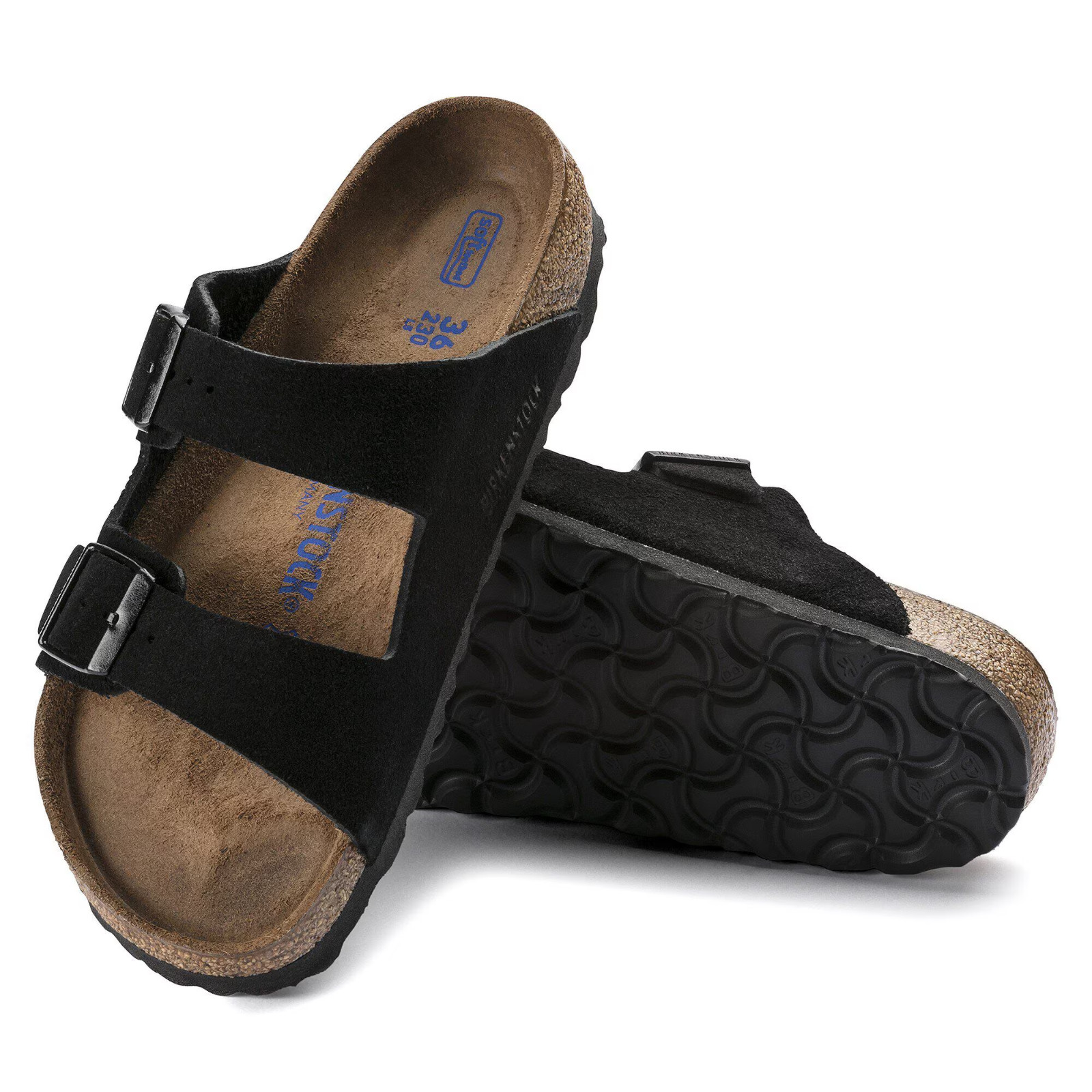 Birkenstock Arizona Soft Footbed Suede Leather EU37-45 Black Unisex sandals