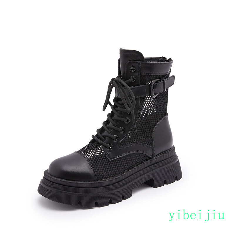 Women’s Summer Mesh Fishnet Hollow Ankle Boots Top Hidden Wedge Fashion Shoes
