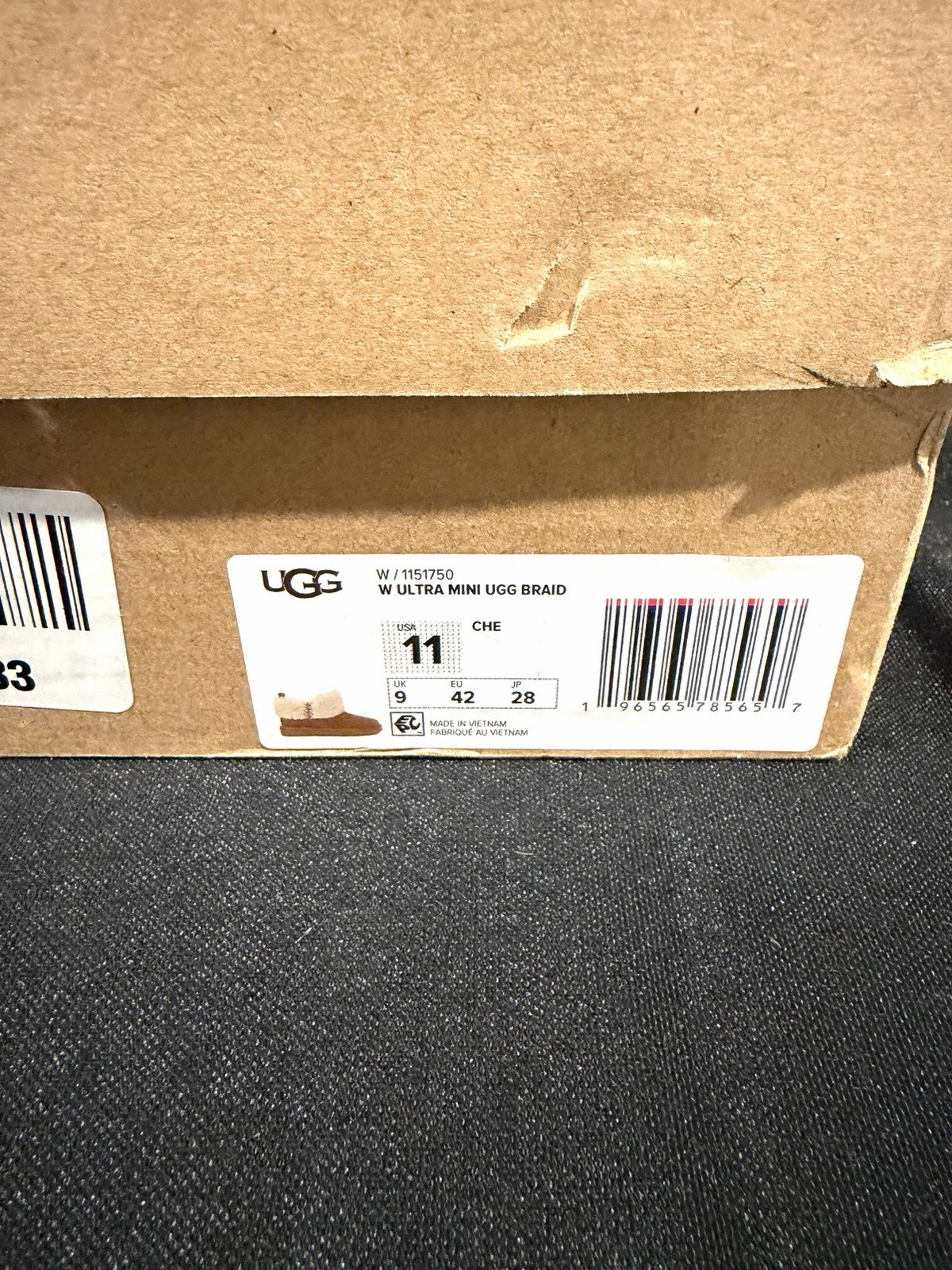 UGG Women’s Ultra Mini UGG Braid Chestnut Shearling Boots Size 11 NIB