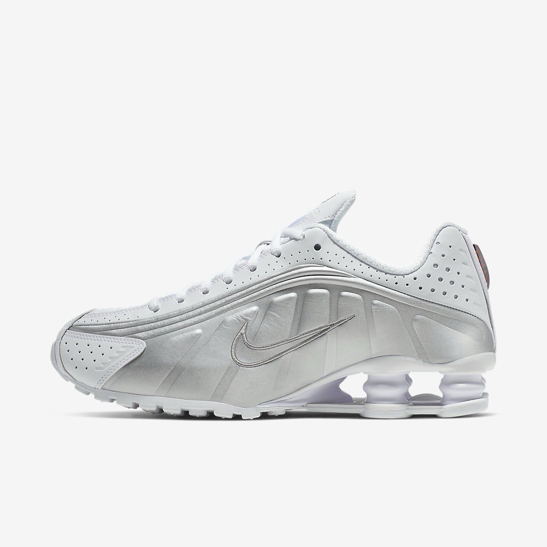 Nike Shox R4 White Metallic Silver Running Sneakers AR3565-101 Women’s Sizes