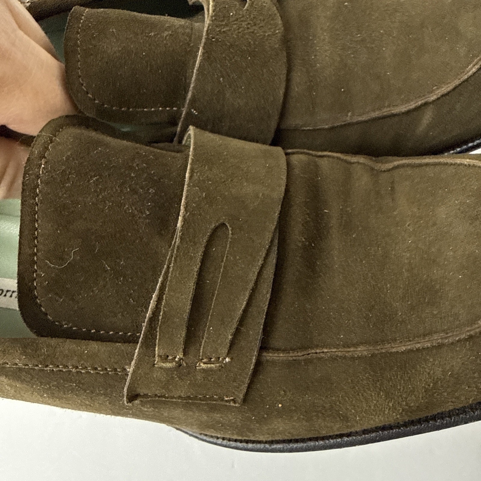 Sigerson Morrison Dark Olive Suede Leather Slip-On Loafer Women’s Size 7