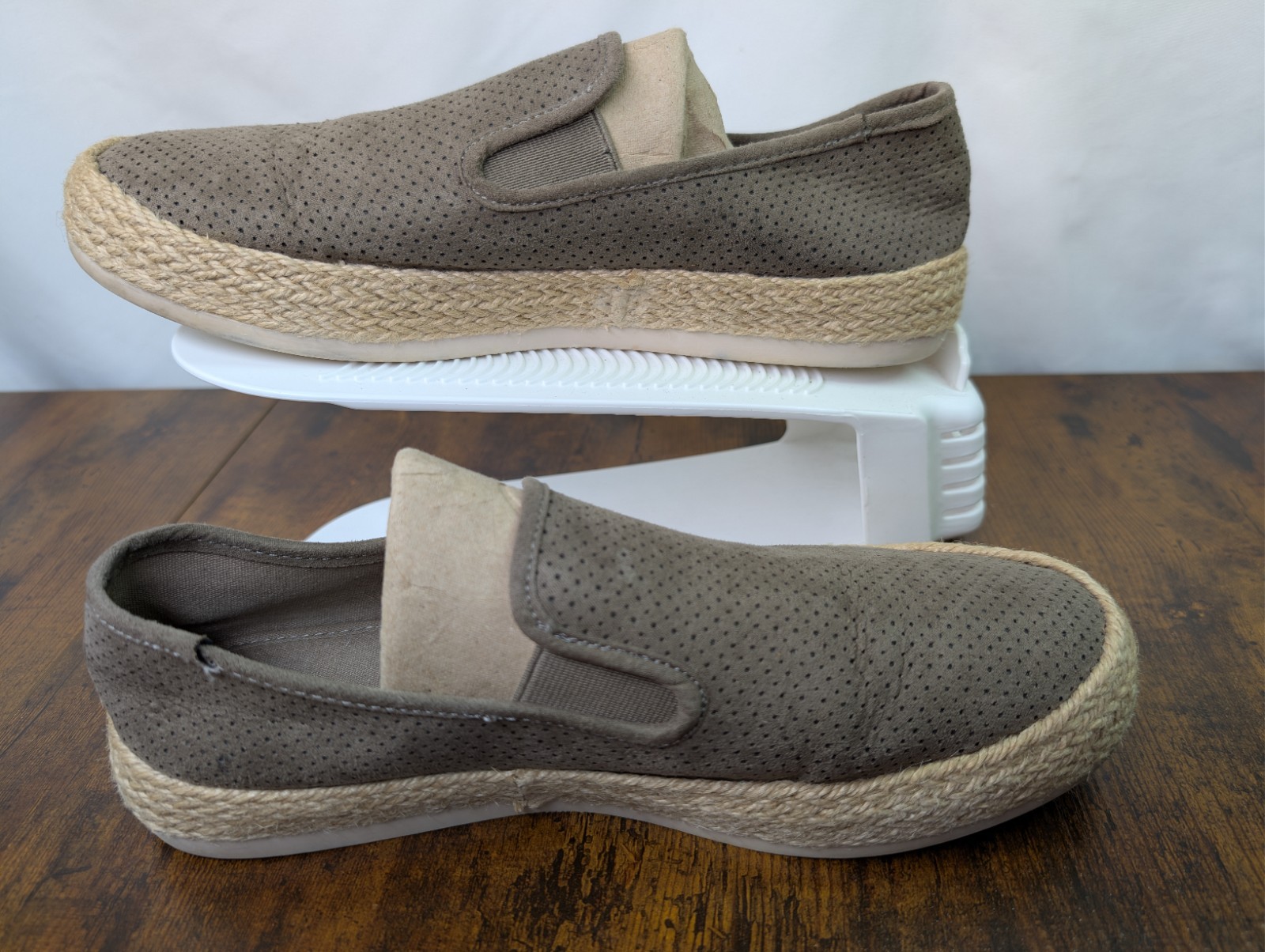 Esprit Nadine Espadrille Flats US 8.5M Tan Faux Suede Textile Uppers Casual Shoe