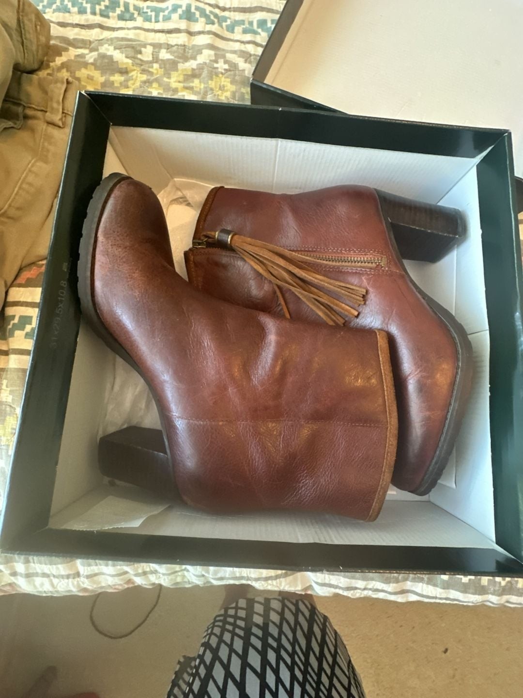 Lauren Ralph Lauren Brown Leather Tassel Ankle Boots Size 9B