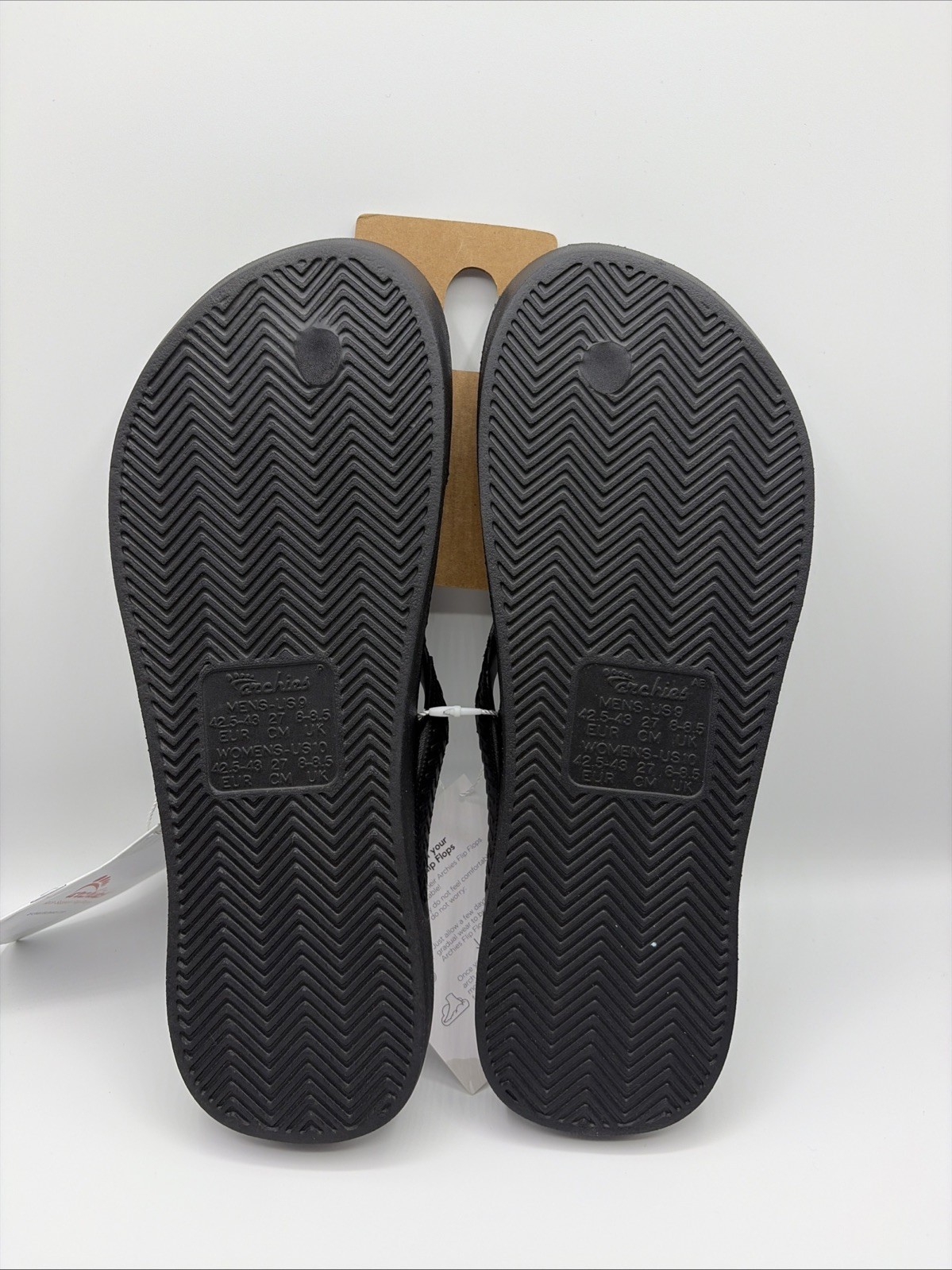 Archies Flip Flop Sandal Unisex Sz M9 W10 Black Arch Support Therapy
