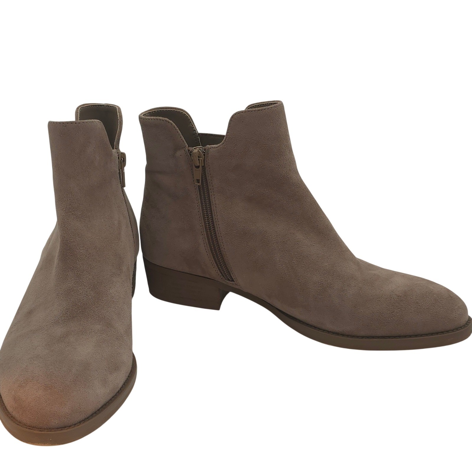 VanEli Womens Ankle Boots 10 Taupe Vegan Suede Zip Low Heel